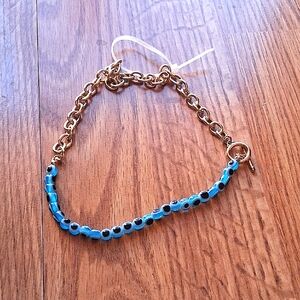 P*  NEW Ladies Choker Style Necklace. Gold, Blue